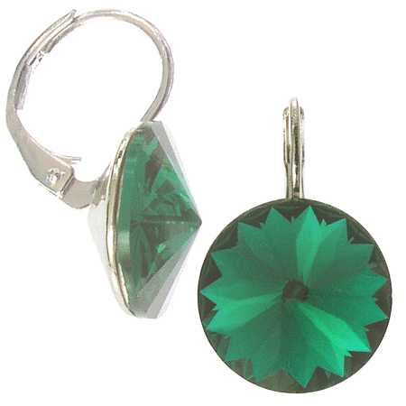 12mm Ohrringe mit Swarovski Kristall in der Farbe Smaragd Grün
