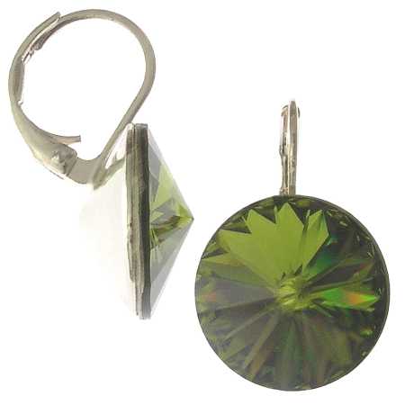 12mm Ohrringe mit Swarovski Kristall Olivin Grün