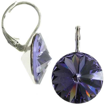 12mm Ohrringe mit Swarovski Kristall Tansanit Violett
