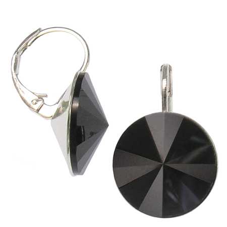 14mm Ohrringe mit Swarovski Kristall in der Farbe: Schwarz