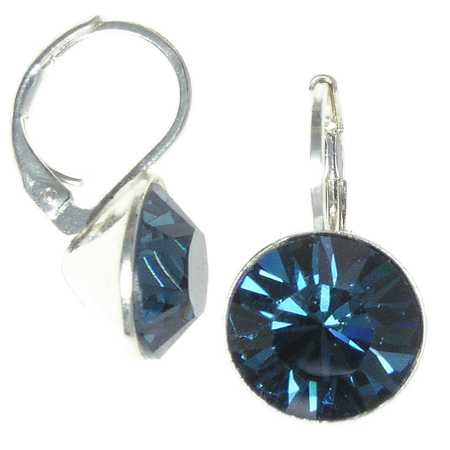 8mm Ohrringe mit Swarovski Kristall in der Farbe Montana Blau