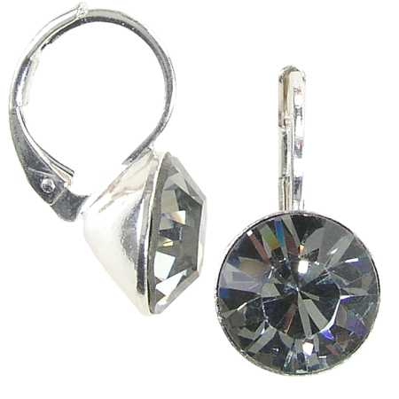 8mm Ohrringe mit Swarovski Kristall in der Farbe Schwarzer Diamant Grau