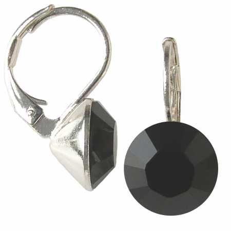 8mm Ohrringe mit Swarovski Kristall in der Farbe Schwarz