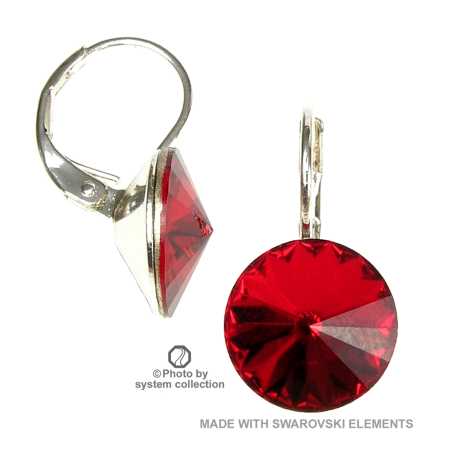 12mm Ohrring mit Swarovski Kristall in der Farbe Siam Rot