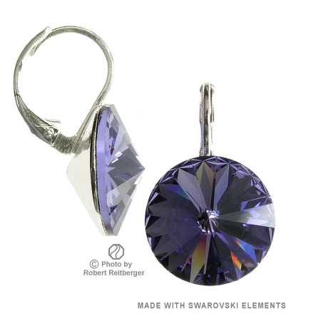 12mm Ohrringe mit Swarovski Kristall Tansanit Violett