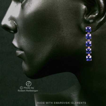 Ohrhänger mit 5 Swarovski Kristallen Farbe: Saphir Blau