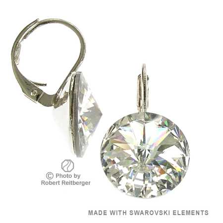 12mm Ohrringe mit Swarovski Kristall Farbe Transparent Klar