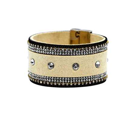 Magnetarmband beigefarbig und Strass