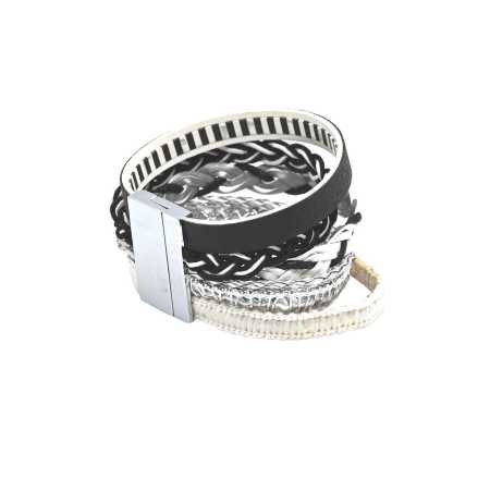 Magnetarmband in schwarz-, weiß-, Grautönen