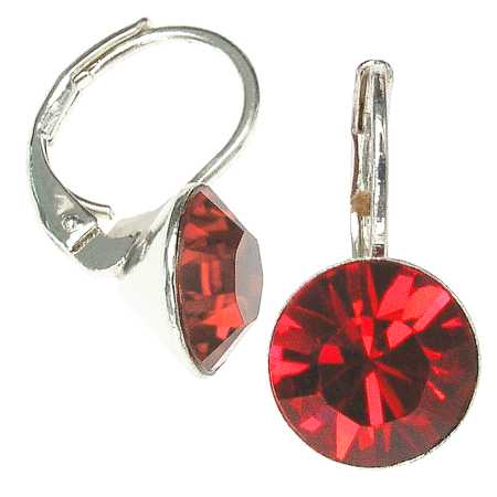 8mm Ohrringe mit Swarovski Kristall in der Farbe Siam Hell Rot