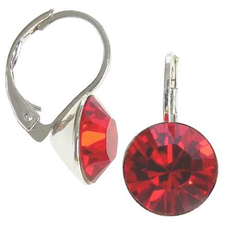 8mm Ohrringe mit Swarovski Kristall in der Farbe Hyazinth Rot Orange