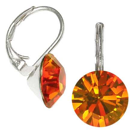 8mm Ohrringe mit Swarovski Kristall in der Farbe Feuer Opal Rot Orange