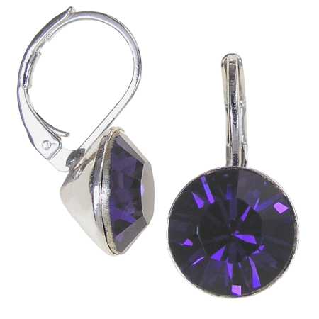 8mm Ohrringe mit Swarovski Kristall in der Farbe Purpur Violett