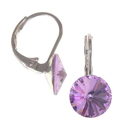 8mm Ohrringe mit Swarovski Kristall in der Farbe Violett