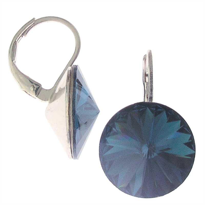 14mm Ohrringe mit Swarovski Kristall in der Farbe Montana Blau