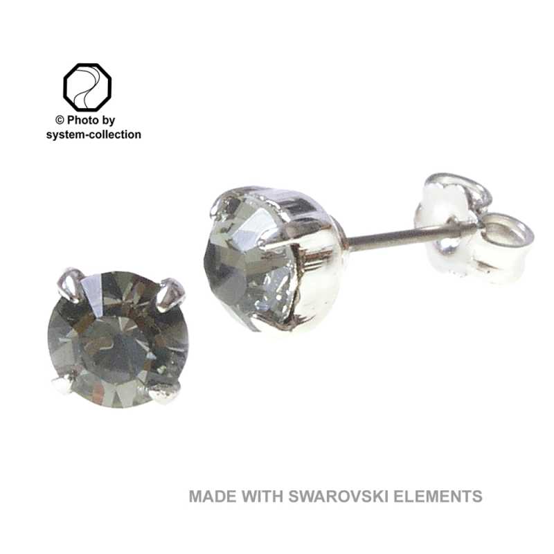 Stecker mit Swarovski Kristall Farbe: Schwarzer Diamant, Grau