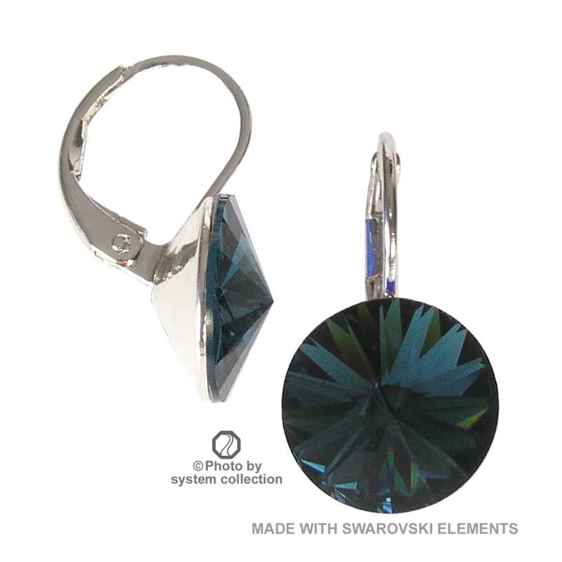 12mm Ohrringe mit Swarovski Kristall in der Farbe Montana Blau