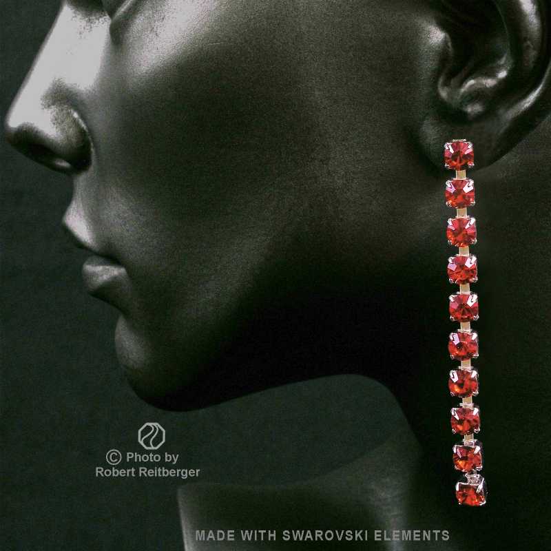 Ohrhänger mit 10 Swarovski Kristallen Farbe: Siam,  Hell Rot