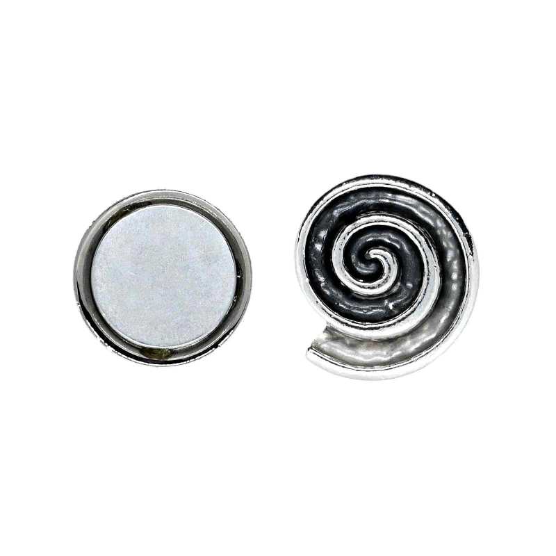 Teilgeschwärzte Modeschmuck Spirale als Magnet Brosche