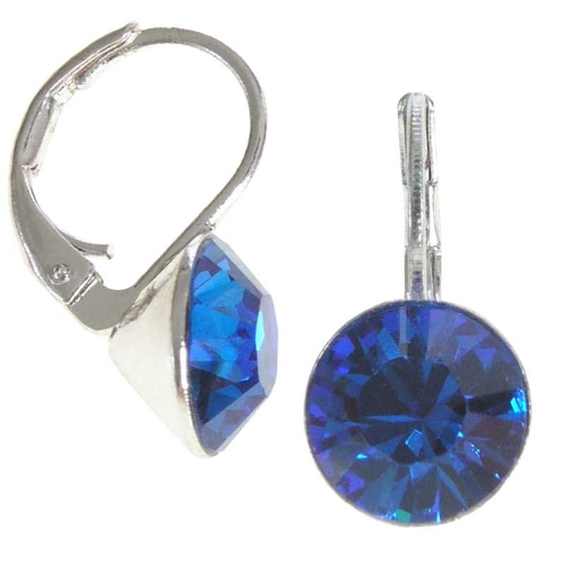 8mm Ohrringe mit Swarovski Kristall in der Farbe Saphir Blau