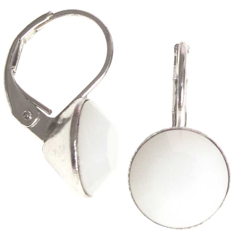 8mm Ohrringe mit Swarovski Kristall in der Farbe Weißer Alabaster