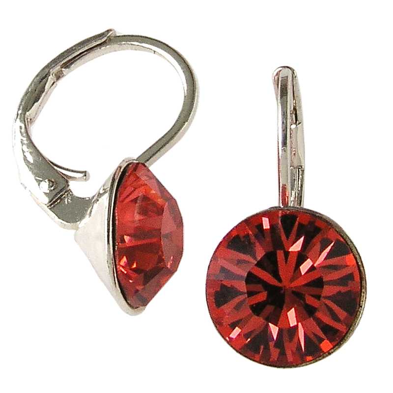 8mm Ohrringe mit Swarovski Kristall in der Farbe Indien Rot