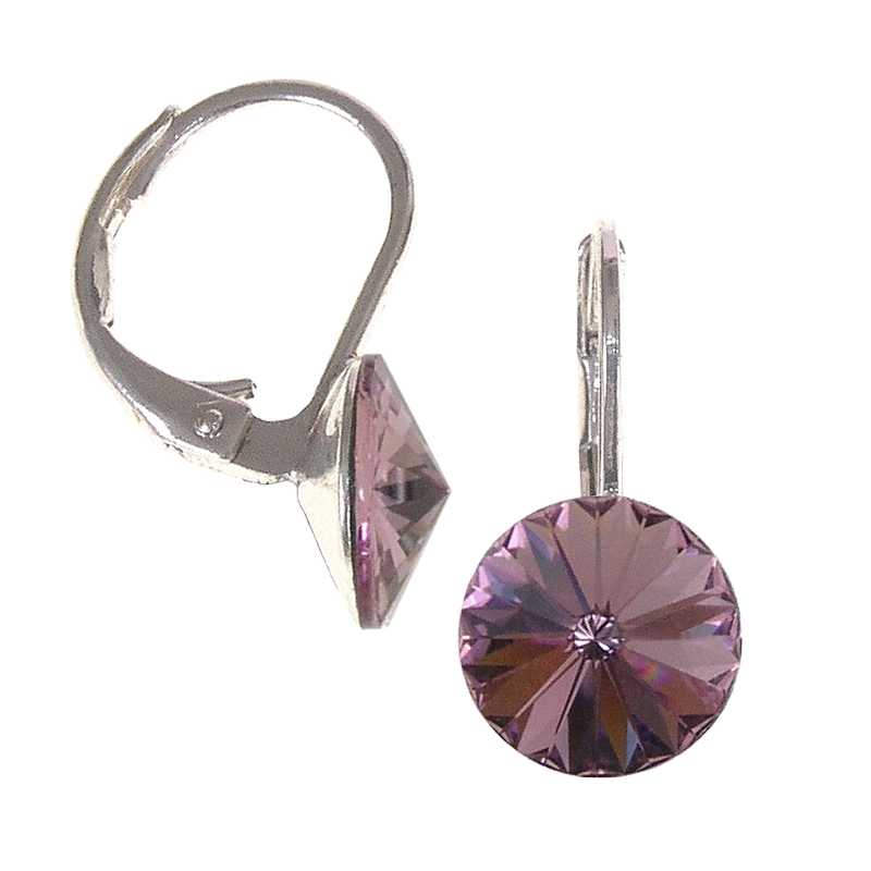 8mm Ohrringe mit Swarovski Kristall in der Farbe Amethyst Hell Violett