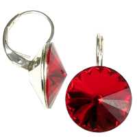 12mm Ohrring mit Swarovski Kristall in der Farbe Siam Rot