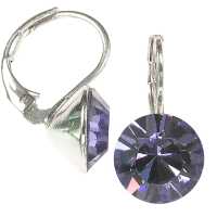 8mm Ohrringe mit Swarovski Kristall in der Farbe Tansanit Violett