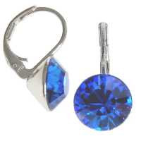 8mm Ohrringe mit Swarovski Kristall in der Farbe Capri Blau