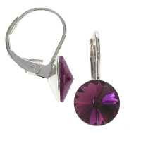8mm Ohrringe mit Swarovski Kristall in der Farbe Amethyst Violett