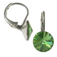 8mm Ohrringe mit Swarovski Kristall in der Farbe Peridot Grün
